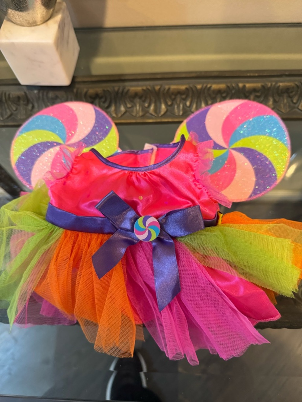 Build a Bear Fairy Lollipop‎ Swirl Pink & Multicolor Tulle  Dress with Bow
